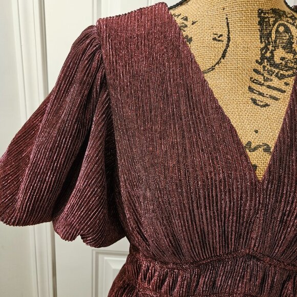 Anthropologie/Entro Metallic Thread Tiered Ruffle Maxi Dress Size M - Picture 5 of 16